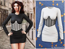 Sims 4 — Corset detail mini dress by MysteriousOo — Sleek long-sleeve mini dress featuring a body-hugging silhouette and