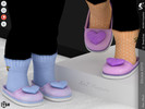 Sims 4 — Shoes KP 1 5- Infant by KaTPurpura — Fluffy slippers in pastel shades with a wool heart on the toe