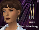 Sims 4 — Diamond Cone Earrings by SunflowerPetalsCC — A pair of drop earrings with many diamonds attached. Comes in 4