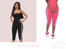 Sims 4 — Asta Pants by Dissia — Sporty high waist under the knee short pants with slits and white stripes on sides
