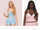 Sims 4 — Ellein Pajama Top by Dissia — Tank short top cat paws print pajama