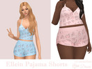 Sims 4 — Ellein Pajama Shorts by Dissia — Pyjama cat paws print shorts