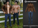Sims 4 — Sexys Cowboys - Set by Beto_ae0 — Cowboy outfit, leather jacket and pants with belt