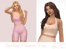 Sims 4 — Spring Fitness Top by Dissia — Short floral neck sporty top