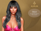 Sims 4 — Paula long hairstyle set with bangs by Aurum — 4 style options