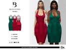 Sims 4 — Seam Detail Halterneck Midi Dress by Bill_Sims — This dress features a satin material with a scooping neckline