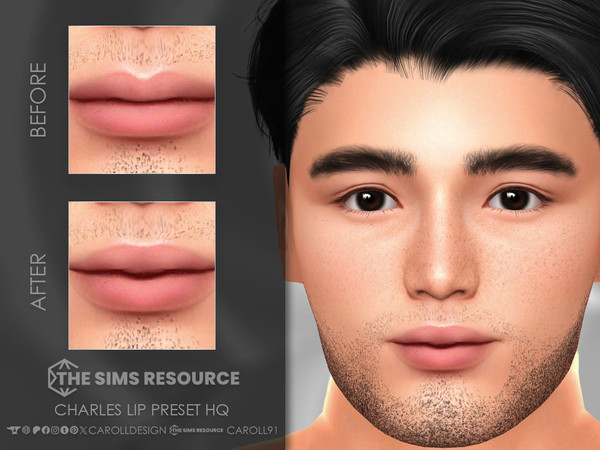 Sims 4 — Charles Lip Preset HQ by Caroll912 — A small-sized lip preset for male Sims. Preset is suited for Teen - Elders