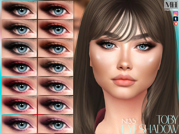 Sims 4 — Toby Eyeshadow by MagicHand — Stunning Eye Makeup with lashes in 16 colors - HQ Compatible.