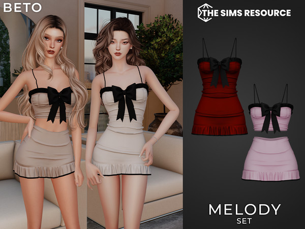 Sims 4 — By Beto - Melody (Dress) by Beto_ae0 — Cute and minimalist outfit with a huge bow, enjoy!