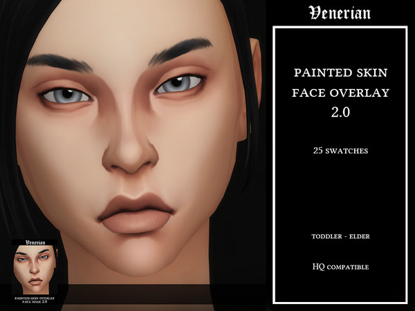 Sims 4 — "Painted Skin" Face Overlay 2 by Venerian by Venerian — 25 swatches, with eyelid and face details
