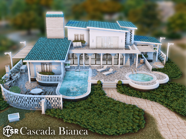 Sims 4 — Cascada Bianca l noCC by simZmora — A light-filled residence with a Mediterranean character, organized around