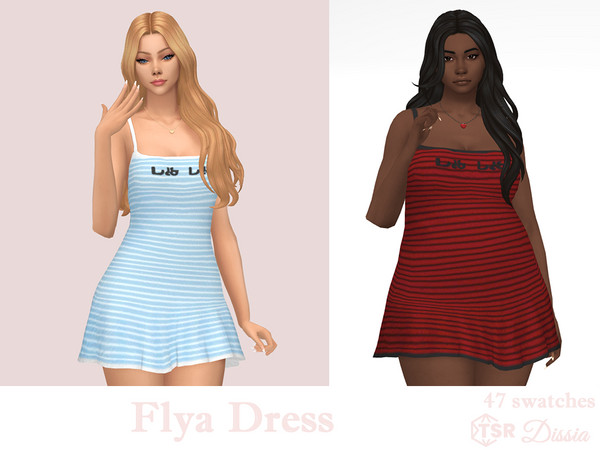 Sims 4 — Flya Dress by Dissia — Stripes pattern short dress