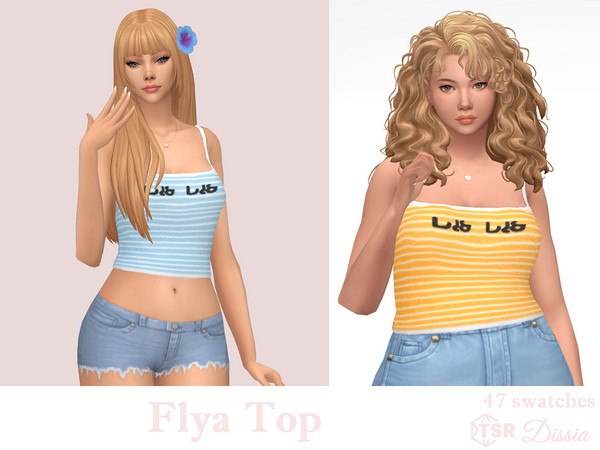 Sims 4 — Flya Top by Dissia — Short stripes summer tank top