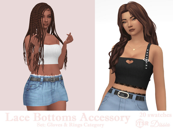 Sims 4 — Lace Bottoms Accessory (Ring) by Dissia — White or black lace accessory for bottoms in 5 heights