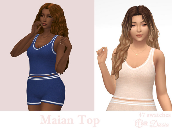 Sims 4 — Maian Top by Dissia — Sleeveless top with white straps