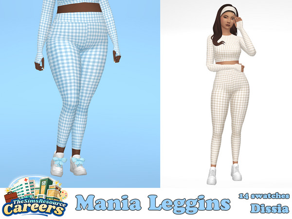 Sims 4 — Mania Leggins by Dissia — Plaid high waist leggins perfect for fitness instructor
