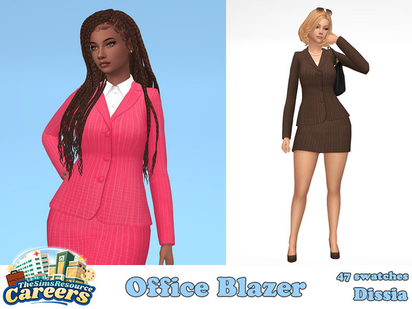 Sims 4 — Office Blazer by Dissia — Formal elegant buttoned blazer