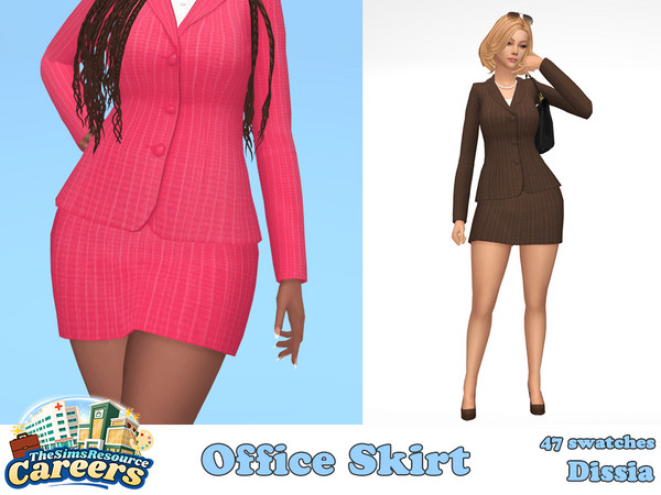 Sims 4 — Office Skirt by Dissia — High waist short suit skirt