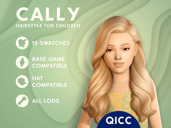 Sims 4 — Cally Hair by qicc — Long wavy female hair. - Maxis Match