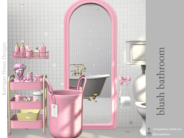 Sims 4 — Blush Bathroom by kerriganhouse — A cute bathroom decor and storage set.