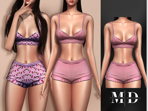 Sims 4 — Cherry Blossom Set - top and short by Mydarling20 — Outfit Information Age Groups: Teens, Young Adults, Adults,