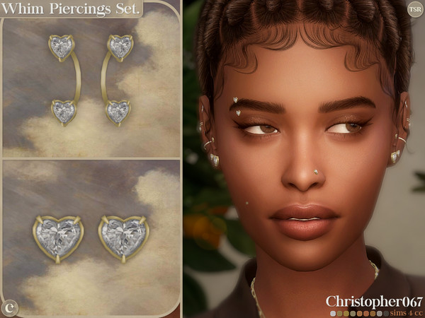 Sims 4 — Whim Piercings Set - Diamond Heart-Shaped Brow and Nose Piercings by christopher0672 — This is a lovely set of