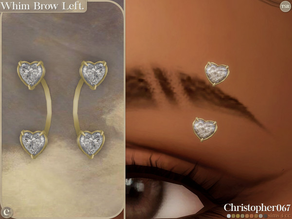 Sims 4 — Whim Brow Piercing Left -  Diamond Heart-Shaped Piercing by christopher0672 — This is a lovely set of