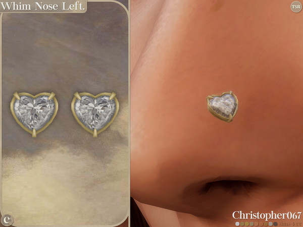 Sims 4 — Whim Nose Piercing Left -  Diamond Heart-Shaped Piercing by christopher0672 — This is a lovely set of