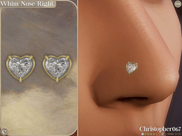 Sims 4 — Whim Nose Piercing Right -  Diamond Heart-Shaped Piercing by christopher0672 — This is a lovely set of