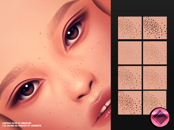 Sims 4 — Scattered Kiss Freckles  V1 by cosimetic — A soft, naturally scattered freckle look. Comes in 10 colors and is