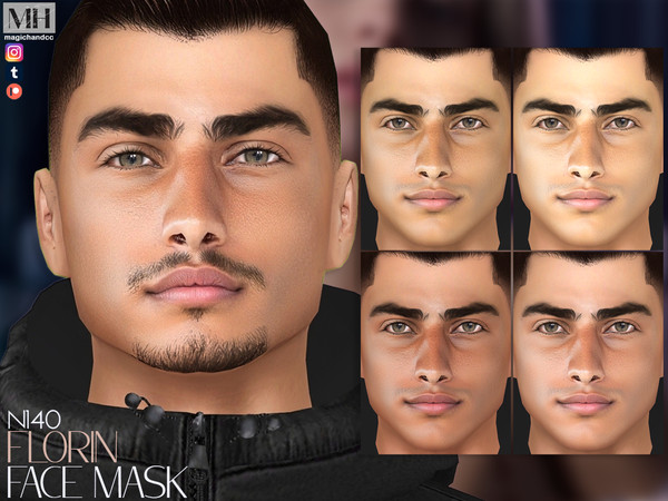 Sims 4 — Florin Face Mask by MagicHand — Realistic face in 6 skin color variations - HQ Compatible.