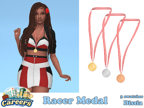 Sims 4 — Racer Medal v2 (above tops) by Dissia — Winning prize in three versions: 1st, 2nd and 3rd place