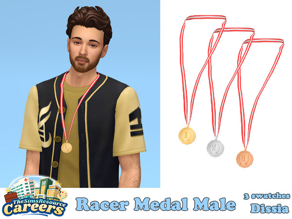 Sims 4 — Racer Medal Male by Dissia — Winning prize in three versions: 1st, 2nd and 3rd place