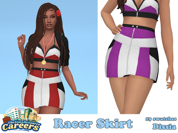 Sims 4 — Racer Skirt by Dissia — High waist leather short skirt inspired by grid girls fits