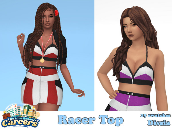 Sims 4 — Racer Top by Dissia — Leather bra inspired by grid girls fits