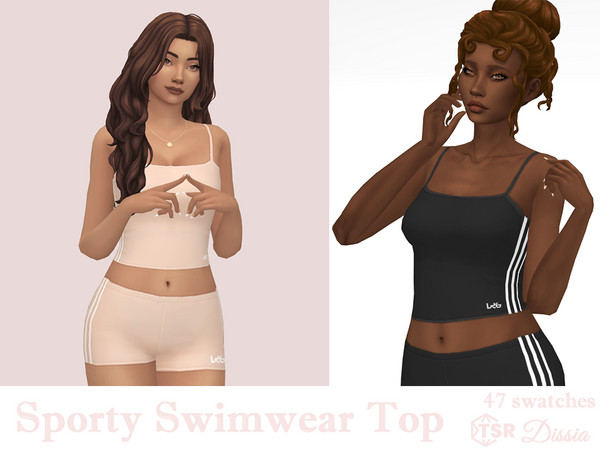 Sims 4 — Sporty Swimwear Top by Dissia — Swimsuit tank top with straps on sides