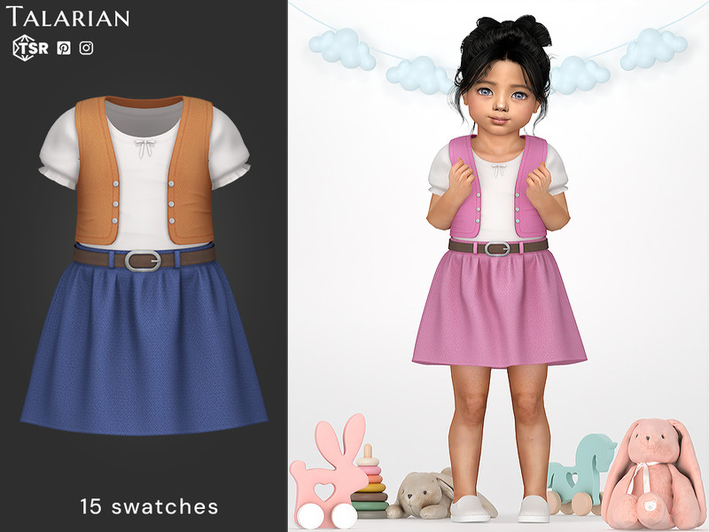 Sims 4 Lia Vest Belt Skirt Outfit by talarian