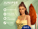 Sims 4 — Juniper Hair by qicc — Long wavy half up bun hairstyle. - Maxis Match
