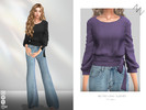 Sims 4 — BELTED LONG-SLEEVED by ZNsims — laces, long sleeves, casual, loose, free-flowing