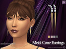 Sims 4 — Metal Cone Earrings by SunflowerPetalsCC — A pair of drop earrings in the shape of cones with diamonds attached.