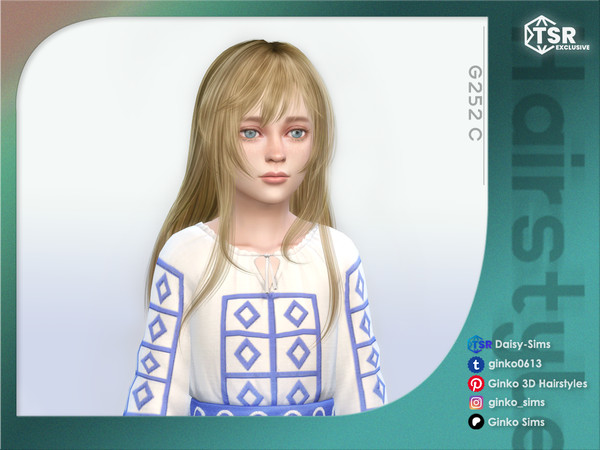 Sims 4 — Layered Long Hair for Children by Daisy-Sims — 21 base colors + 9 ombre colors