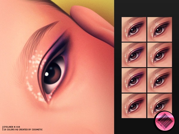 Sims 4 — MM Velvet Spark Eyeliner by cosimetic — A glitter-infused eyeliner with a soft smokey diffusion. Comes in 10