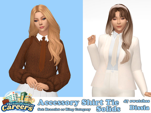 Sims 4 — Accessory Shirt Tie Solids (Bracelet Category) by Dissia — A tie that's made to work with some shirts, check