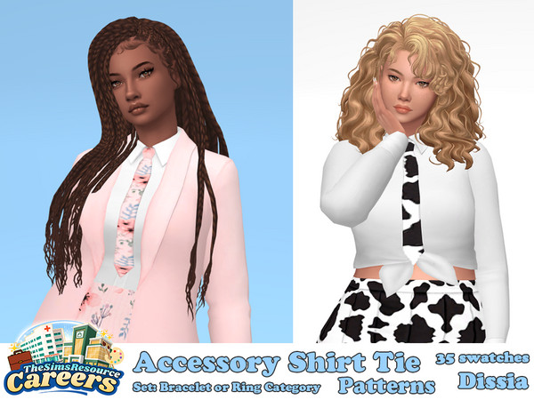 Sims 4 — Accessory Shirt Tie Patterns (Bracelet Category) by Dissia — A patterned version tie that's made to work with