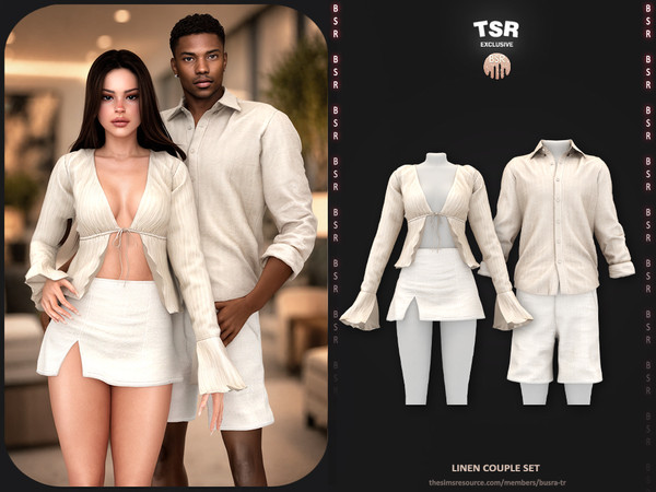 Sims 4 — SET-Linen Couple Set by busra-tr — - BD1673