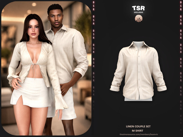 Sims 4 — Linen Couple Set - M Shirt BD1673 by busra-tr — - BD1673
