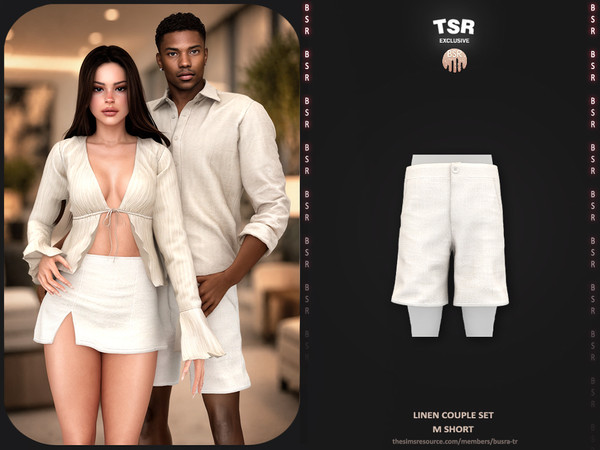 Sims 4 — Linen Couple Set - M Short BD1673 by busra-tr — - BD1673