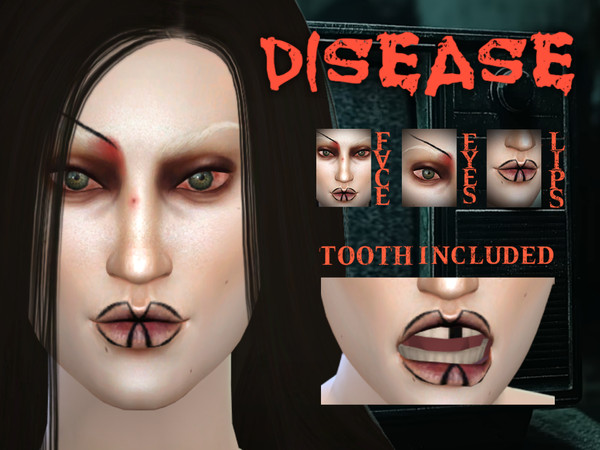 Sims 4 — Full face makeup - DISEASE by thaisherrera — Full face makeup of Lady Gaga's look in "Disease".