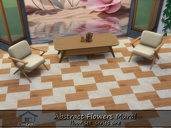 Sims 4 — Abstract Flowers Mural series one floor2 by Emerald — Abstract flowers will add color and movement to your room