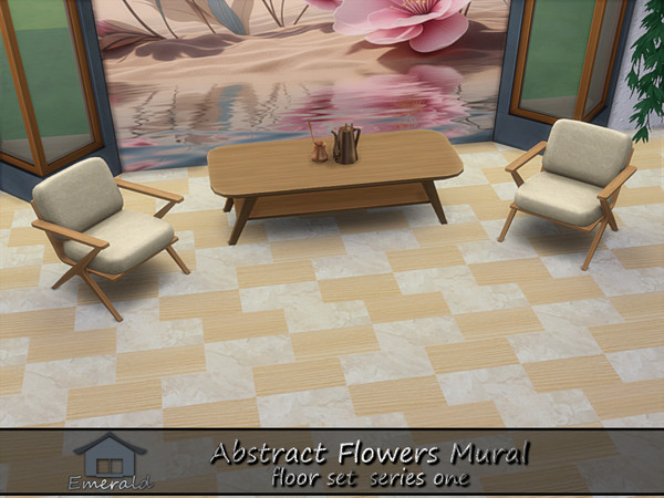 Sims 4 — Abstract Flowers Mural series one floor3 by Emerald — Abstract flowers will add color and movement to your room